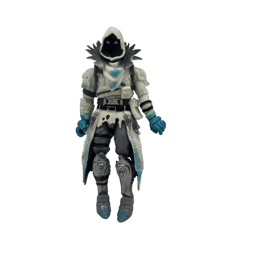 Fortnite Raven White Hooded Action Figure Blue Gloves Plastic Toy Collectible